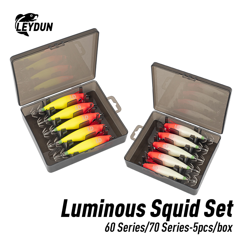 Fishing Lure Jig - LEYDUN Luminous Horizontal Squid Jig Wood